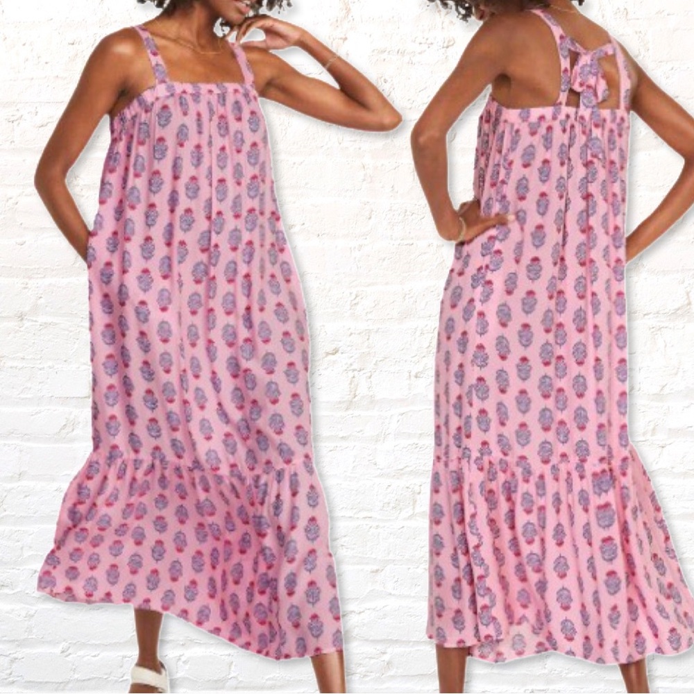 New! Old Navy Women's Sleeveless Tie-Back Cutout Maxi Swing Dress Size S Pink